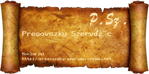 Presovszky Szervác névjegykártya